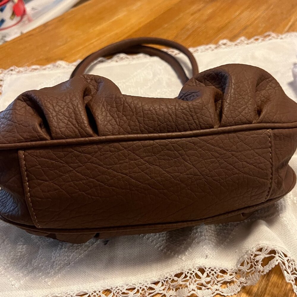 Rosetti New York Woman's Faux Leather double handle shoulder bag. Textured Brown - Picture 4 of 10